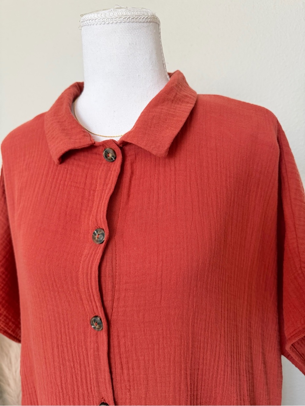 100% Cotton - Gilli Rust Shirt Dress with Button Front - Picture 7 of 17